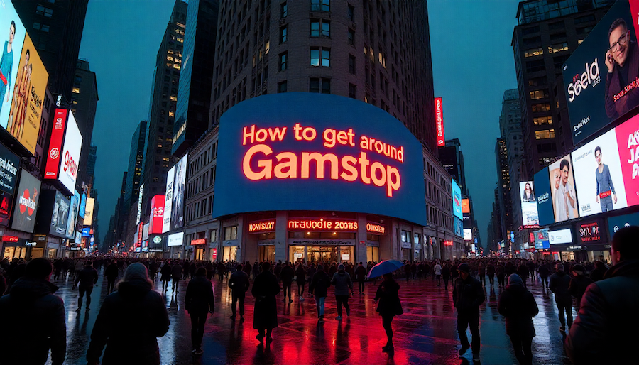 digital screen with title get around Gamstop